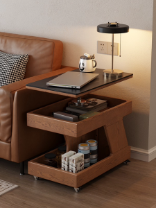 DONGMU | Adjustable Rolling Antique Style Rock Plate End Table