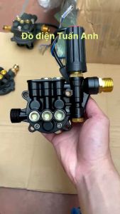 Bộ đầu bơm máy rửa xe mini - cao áp có chỉnh áp Đầu bơm máy rửa xe gia đình ( Có kèm rơ le điện) Đầu bơm áp lực đầu máy bơm mini