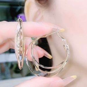 925 Sterling Silver Large Earrings New Arrival Trendy Exaggerated Big Circle Ear Ring Fancy Stud Earrings for Women Valentine Gift