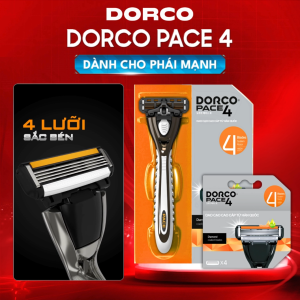 DORCO PACE 4 - Combo Dao Cạo Râu Hàn Quốc 4 Lưỡi - Gồm 1 Cán Dao và 5 Đầu Cạo