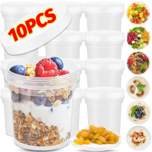 【Swan Home】10PCS Refrigerator Food Storage Box Containers with Lid Pudding Ice Cream Yogurt Cup Dessert Sealed Packaging Box Kitchen Organizer