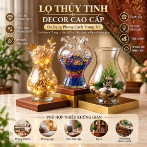 Bình Hoa Thủy Tinh T27 B27 P27 3 Kiểu Dáng Decor Trang Trí Nhà Cửa