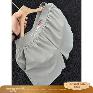 ZHUOCAN | Quần Short Nhanh Khô Da Băng Màu Xám Nhạt