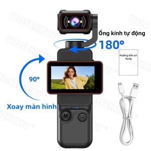 Camera Quay Vlog Bỏ Túi Wifi 180 °   Màn Hình Xoay Được 90 Độ °   Camera Hành Động Mini Có Thể Điều Chỉnh Camera Thể Thao Kỹ Thuật Số Di Động Tích Hợp WiFi