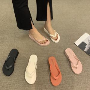 Fashionable Flat Bottom Sandals Womens Summer Slip-On Anti-Slip Casual Beach Korean Style Versatile Toe-Post Thong Slippers
