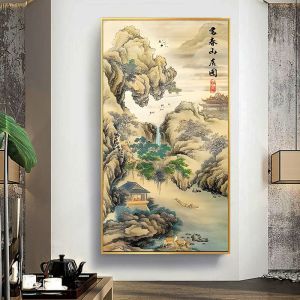 Cross Stitch Kit Full Version Landscape New Chinese Style White Color Cotton Fabric Mona Lisa Royal Brand for Living Room