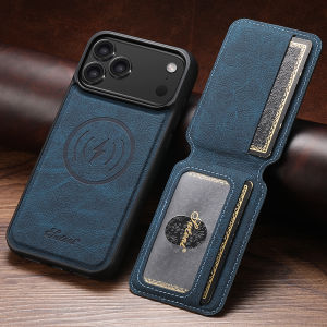 SUTENI Wireless Charging Phone Case Magnet Card Holder Stand Faux Leather For iPhone 17 Pro Max 16 Plus 15 14 13 12