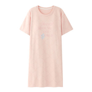 MiiOW | Cat Person Summer Pure Cotton Sleepwear Womens Loose Casual Maternity Wear Short Sleeve Midi Dress Comfortable Home Clothes