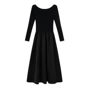 XXNING | Hepburn Style Lace-Up Large Collar Slimming Dress