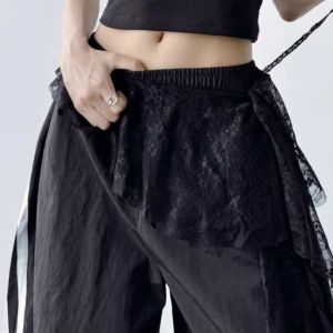 Low Waist Jazz Dance Skirt Half-length Lace Trim Belted Tassel Curtain Design Sensation Layering Accessory Low Waist Loose Fit