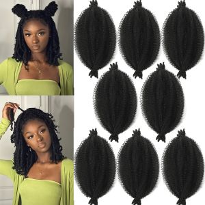 Synthetic 8 pcs Soft Afro Twist Hair Extensions for Women - Kinky Marley Braiding Hair 8 Strands Each for Locs & Passion Twists