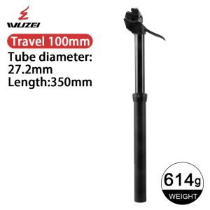other | WUZEI MTB Manual Control Dropper Seat Post 100 125mm Travel Mountain Bicycle Seatpost 350 400mm Bike Tube 27.2 30.9 31.6mm