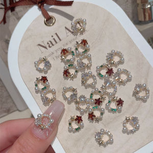 Christmas Garland Pile Rhinestone Nail Beauty Rhinestone Ornaments Accessible Luxury Zircon Pearl Accessories Internet Celebrity Diamond Nail Ornament Super Flash