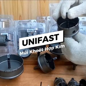 Mũi Khoét Lỗ Tròn UNIFAST Đầu Hợp Kim Chuôi Trụ Vát Tam Giác Khoan Rút Lõi Sắt Thép Inox Sâu 25mm - Chính Hãng