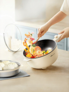 [China Plug Without Adapter] Bear | Multi-Function Non-Stick Electric Wok & Cooker