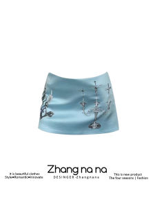 Váy Ngắn Chữ a Họa Tiết Hoa Màu Xanh Ngọc Trai Cao Cấp Cho Nữ Mùa Hè Váy Công Sở Dài Nửa Thân Quần Áo Công Sở Cỡ Lớn