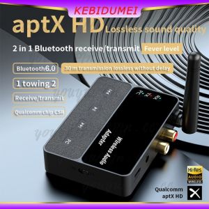KEBIDUMEI Bluetooth 6.0 Audio Adapter with aptX HD/LL QCC3040 Chip Dual Device Connect AUX RCA Output USB-C Powered for TV Speaker PC