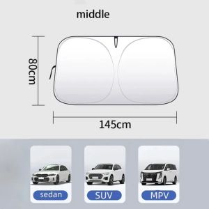 Car Folding Sun Shade Windshield Visor Cover Car Front Window Sunshade UV Protection Summer Styling with Storage Bag WORLDKPI