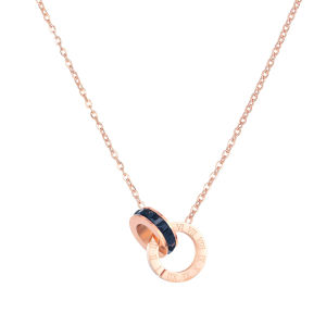Sinboia Sweet Style Anti-fading Clavicle Chain Necklace Girls Inlaid Zircon Roman Numeral Double Ring Necklace For Women