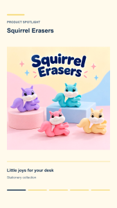 Cute Squirrel Mini Eraser PVC Rubber Animal Eraser School Stationery Kids Gift Kawaii Collectible Novelty Desk Accessories