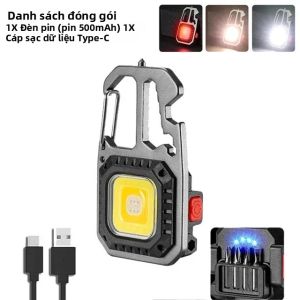 Đèn Pin Móc Khóa Heinast LED Đèn Làm Việc COB Di Động Có Búa Cửa Sổ & Dụng Cụ Mở Nắp Chai Chống Nước Cắm Trại Ngoài Trời Chiếu Sáng Khẩn Cấp Đen 800 Lumens