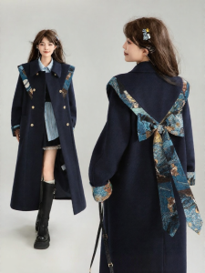 Keiko | Vintage Embroidered Cloud Shoulder Wool Coat