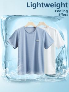 ROMON | Lomond Mens Short Sleeve T-Shirt Summer Thin Ice Silk Mesh Round Neck Sports Moisture Wicking Quick Dry Lightweight Fashionable Urban Clothing