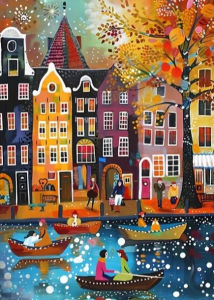 500/1000/1200pcs Jigsaw Puzzle City View Paper Puzzle Decompression Toys for Adults Home Living Room Decor Holiday Birthday Gift
