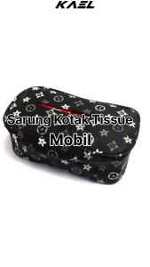 Sarung Kotak Tissue Bahan Kulit Sintetis Pattern Pola Corak Hitam Black Biru Cokelat Cream Merah Putih Flower Bunga Mobil Tempat Tisu Tisue Cover Pouch
