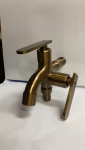 kran shower cabang 2 brown gold 06B / keran air double 1/2 inch coklat glossy