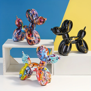 แฟชั่น Graffiti บอลลูนรูปปั้นสุนัขหน้าแรกเดสก์ท็อปตกแต่งภาพวาดสีศิลปะสัตว์เครื่องประดับ