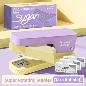 KABAXIONG | Rotating Student Use Stapler Book Center Punch Handheld Effort-Saving Portable