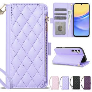 Ốp Lưng Ví Da Từ Tính Cho Samsung Galaxy S25 Ultra/S24 FE/S23 Plus/S22 Có Khe Đựng Thẻ Giá Đỡ Khóa Kéo & Ngăn Chứa Đồ