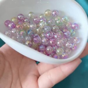 Colorful AB Acrylic Round Loose Beads 50/100/200Pcs 6/8/10mm For Jewelry Making DIY Bracelet Necklace Accessorie Supplies