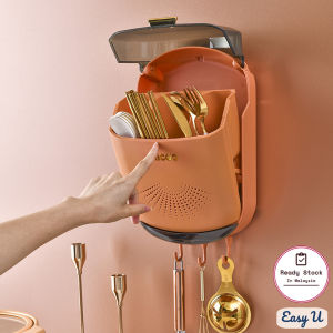 Wall Mounted Dustproof Cutlery Storage Box Utensils Holder Spoon Fork Chopsticks Holder Rak Penyimpanan Kutleri 壁式防尘餐具盒