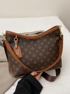 Fashionable Large Capacity Womens Tote Bag Commuter Single Shoulder Bag Trendy Crossbody Bag Modern Neutral Style PU Leather