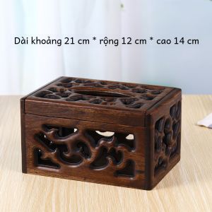 Hộp Đựng Khăn Giấy Bằng Gỗ Nguyên Khối Rỗng Đa Chức Năng Phòng Khách Hộp Đựng Đồ Sang Trọng Cổ Điển Sáng Tạo Hộp Đựng Khăn Giấy Hình Chữ Nhật