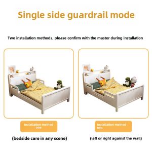 Solid Wood Childrens Bed with Fence Girl Princess Bed Single Bed 1 M 2 Boy Cream Wind Second Bedroom Patchwork Small Bed
