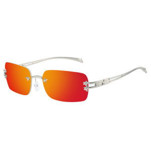 2025 Rectangular Y2K Sun Glasses Women Brand Designer Rimless Stars Mirrored Cool Fashion Sunglasses Men