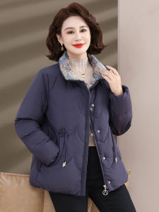 Warm Thickened Short Cotton Jacket for Middle-Aged Women Winter Fashionable Casual Collar Chinese Style Embroidered Coat