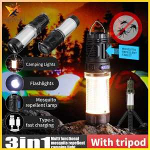 สามเหลี่ยมวงเล็บ 3 ใน 1 กันยุงโคมไฟแบบพกพาแคมป์ปิ้งโคมไฟไฟฉายสำหรับเต็นท์กลางแจ้งท่องเที่ยวตกปลา