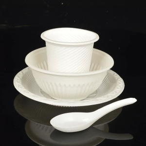 4PCS Corn Starch Disposable Bowl Thickened and Hard Food Grade Noodle Bowl Disposable Tableware
