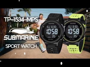 SUBMARINE Sports Watch Digital Men Watch LED Light Display Stopwatch Outdoor 50m Waterproof Alarm Stopwatch Jam Tangan Lelaki TP-1534-M-PS (A)