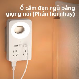 Đèn LED Đêm Điều Khiển Bằng Giọng Nói USB Ổ Cắm Chuyển Đổi Ổ Cắm Tường Đèn Ngủ Cho Phòng Học Sinh Ký Túc Xá Gia Đình