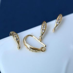 ต่างหูรูปจี้ทองแดงชุบทองแท้ DIY ทำมือ ประดับเพชรเซอร์โคเนีย ทรงห่วง ต่างหู ห้อย วัสดุอุปกรณ์ อุปกรณ์ทำเครื่องประดับ