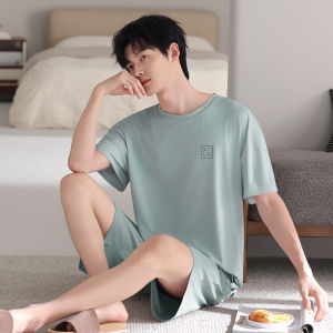 Nanjiren | Cooling Modal Mens Summer Short Sleeve Thin Casual Pajama Set