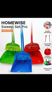 2 in 1 Broom and Dustpan Set Plastic Floor Sweeper Cleaning Brush with Long Handle for Home