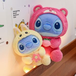 Cute Labubu Hat Stitch Doll Plush Toy Sleeping Pillow Childrens Cloth Doll Birthday Gift Girl