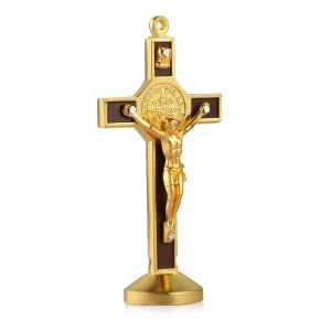Fashion Car Ornament Metal Wood Jesus Cross Crucifix Auto Interior Dashboard Decoration Christian Jesus Ornaments Accessories