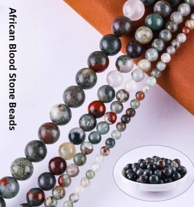African Bloodstone round Beads Natural Jadeite Beads DIY Handmade Bracelet Necklace Semi-Finished Loose Beads Jewelry Accessories